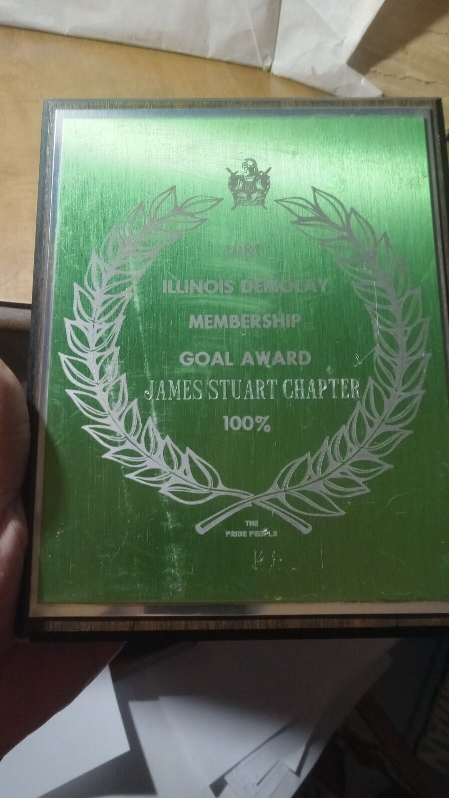 Masonic DeMolay 1981 Illinois DeMolay Membership Goal Award 100% James Stuart