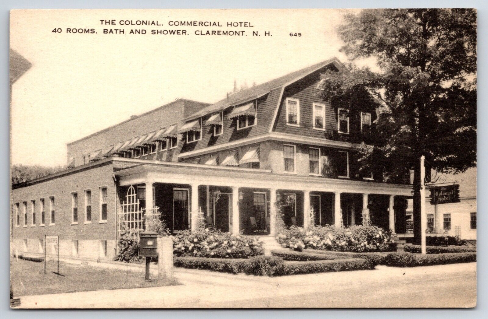 The Colonial Hotel Claremont New Hampshire NH Vintage Postcard