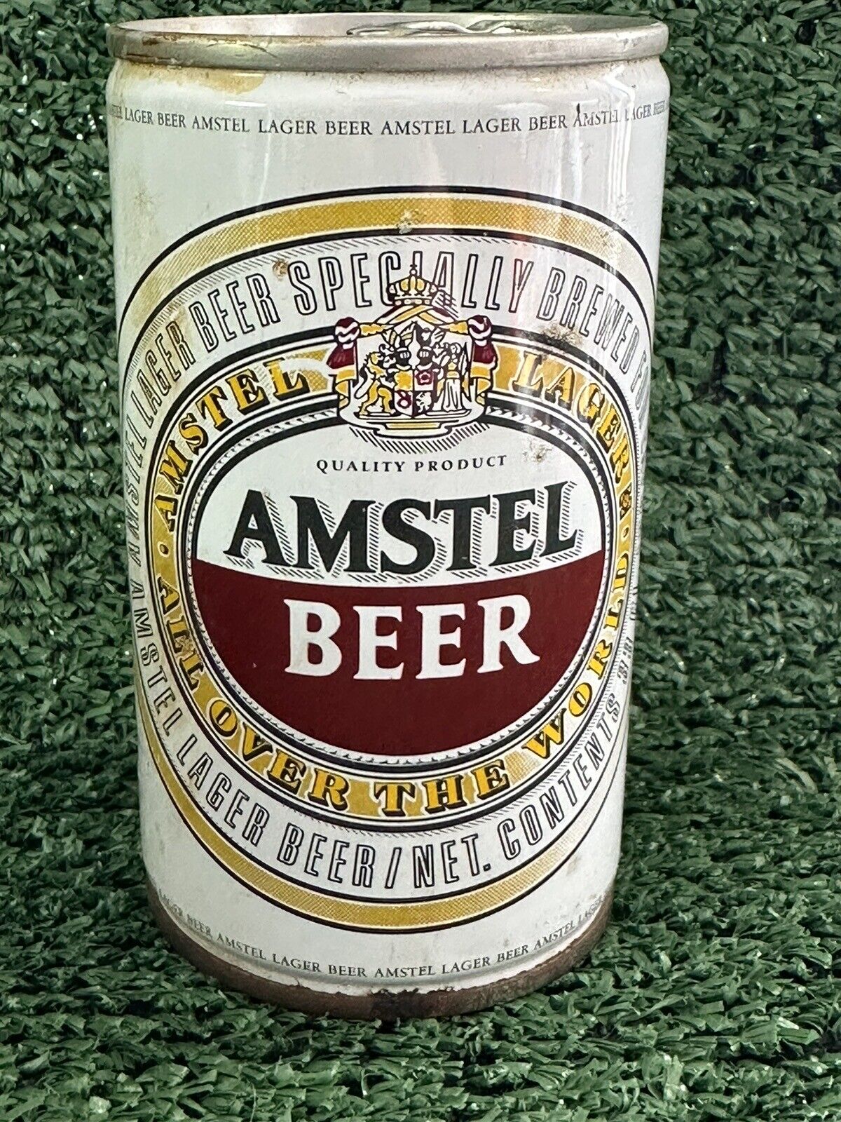 Amstel Lager Beer Pull Tab Beer Can US Import Netherlands Bottom Opened VTG