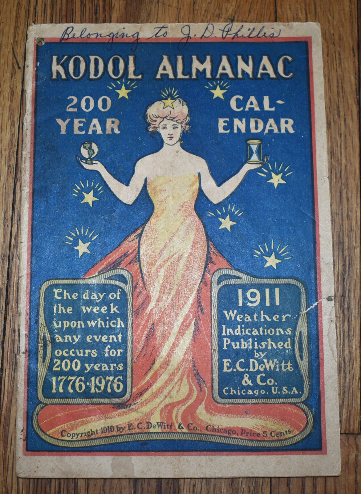 Vintage 1911 Kodol Almanac 200 Year Calendar Pamphlet WA Stillians Villisca IA
