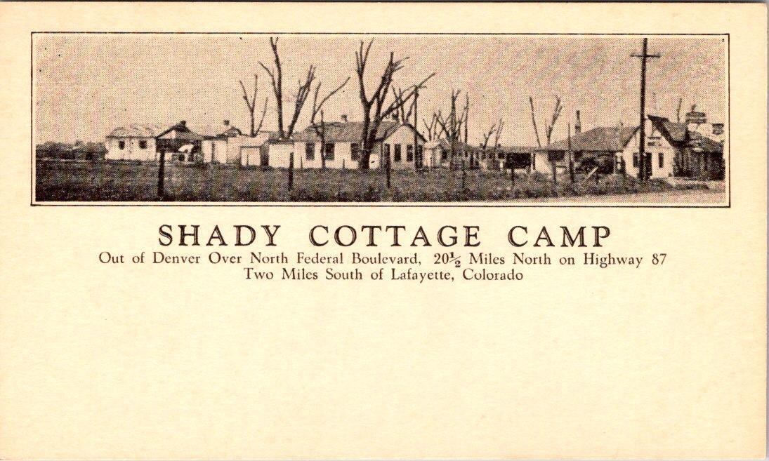 Lafayette, CO Colorado  SHADY COTTAGE CAMP  Roadside  BOULDER COUNTY  Postcard