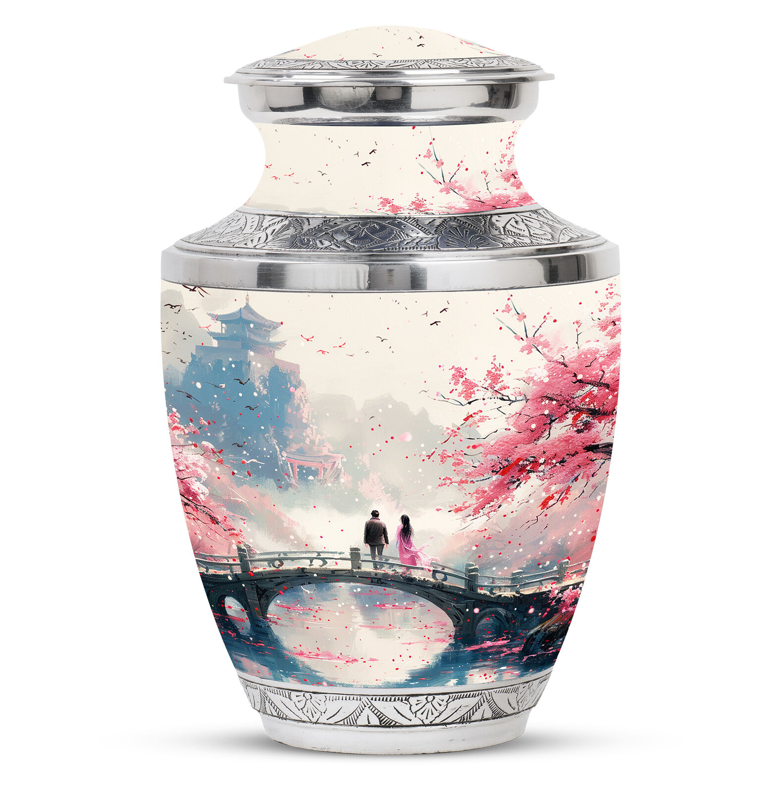 A Pathway to Spring\'s Embrace Metal Urns For Human Ashes Large 10\