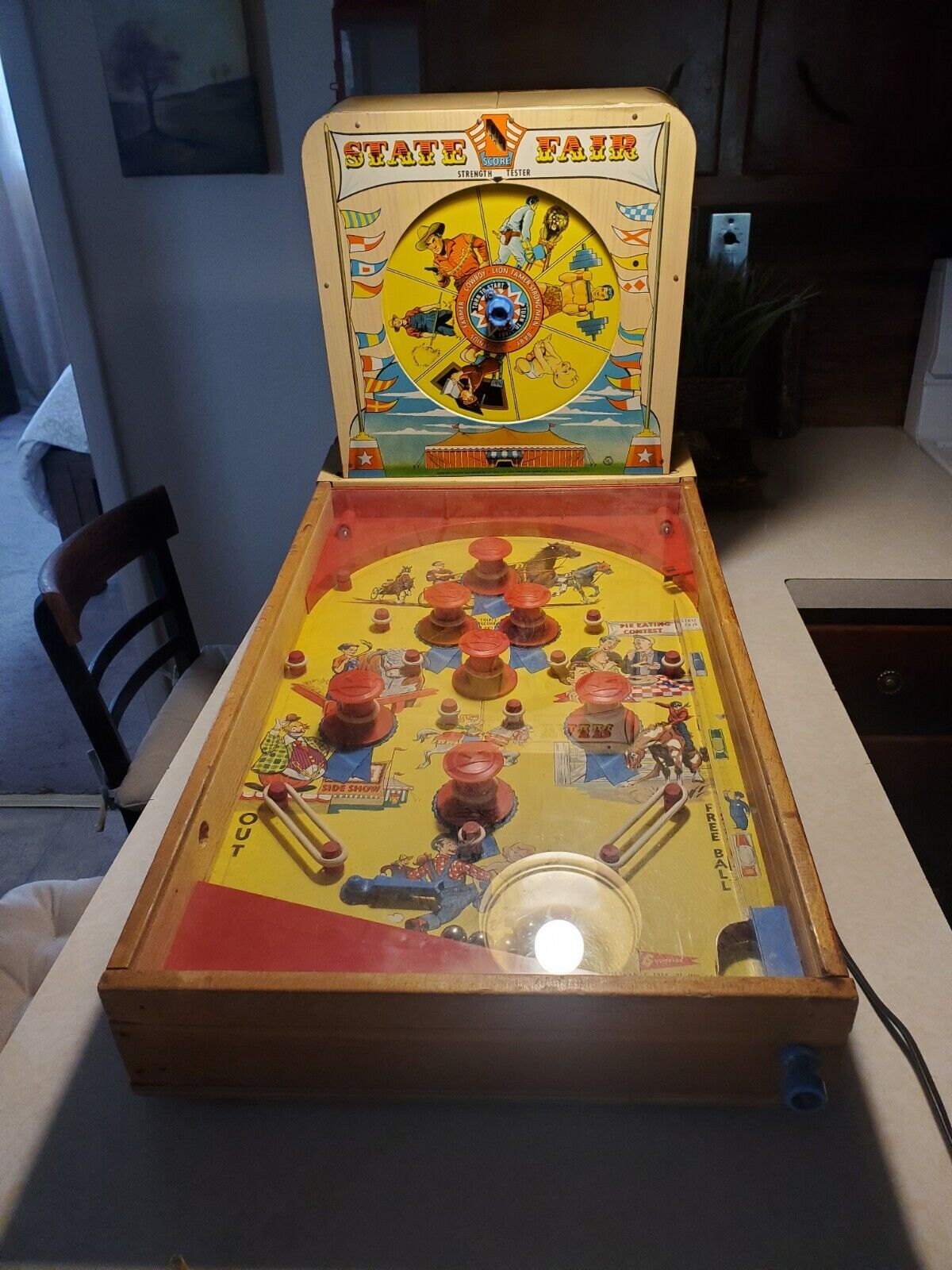 Vintage 1950's State Fair Strength Tester Pinball Machine Superior Toy Co. 
