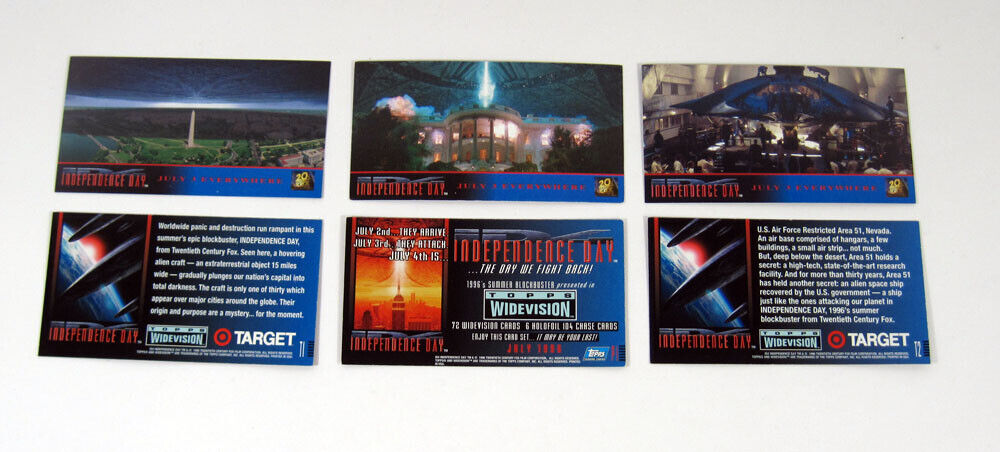 1996 Topps Independence Day (ID4) WideVision Promo Card Set (3) Nm/Mt