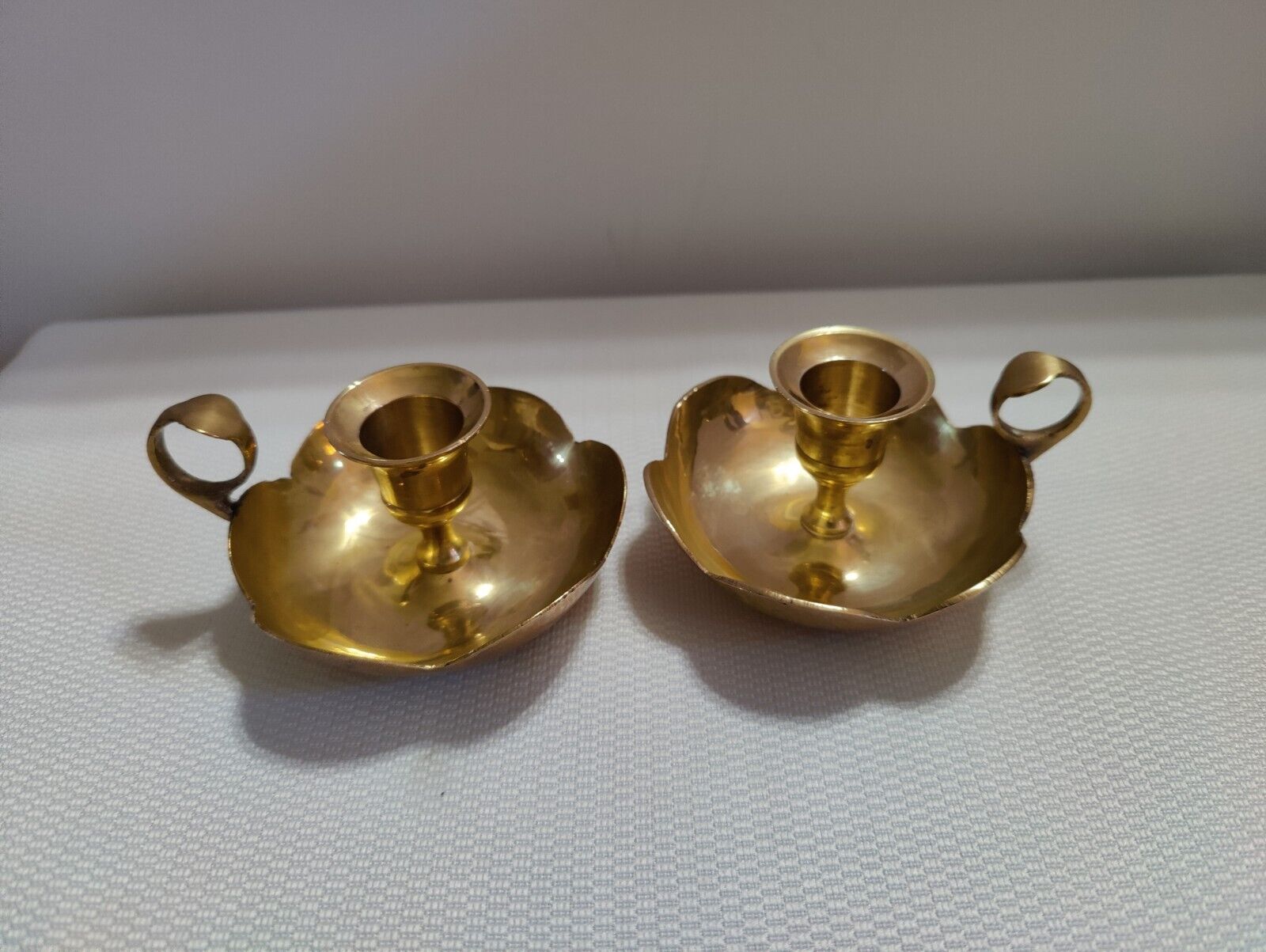 Vintage Pair Of  Brass  Candle Stick Holders  