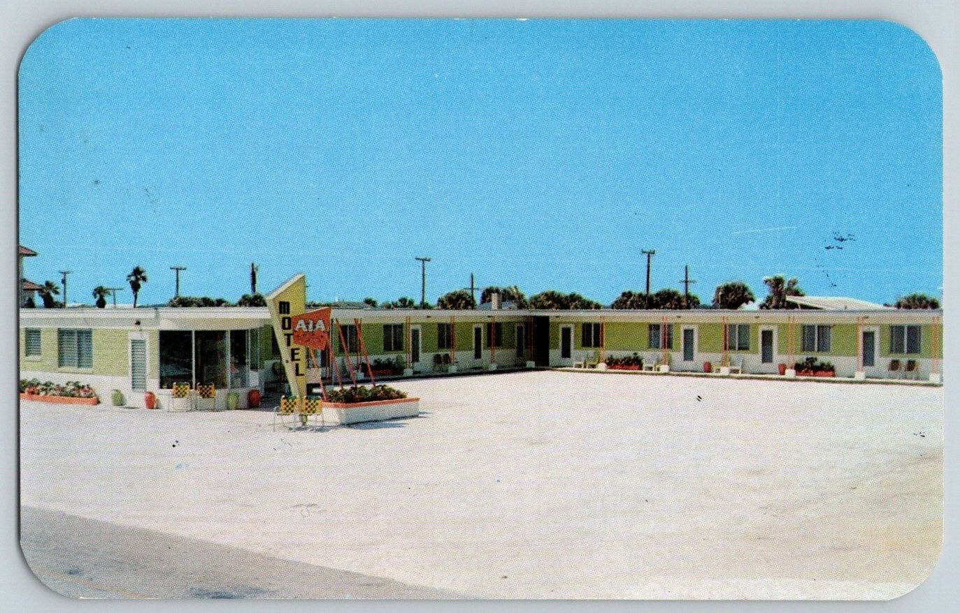 Postcard~ A1A Motel~ Flagler Beach, Florida~ FL