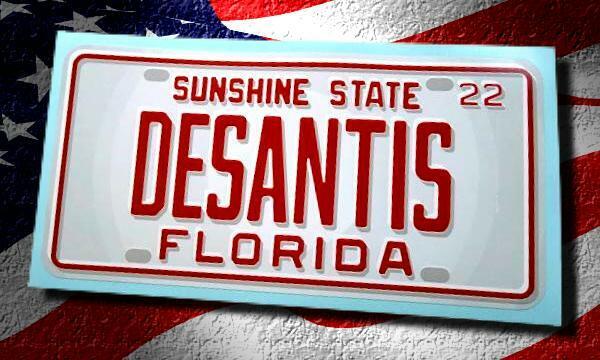 DESANTIS Vintage-Style Florida License Plate Sticker • Decal • 2022 Governor