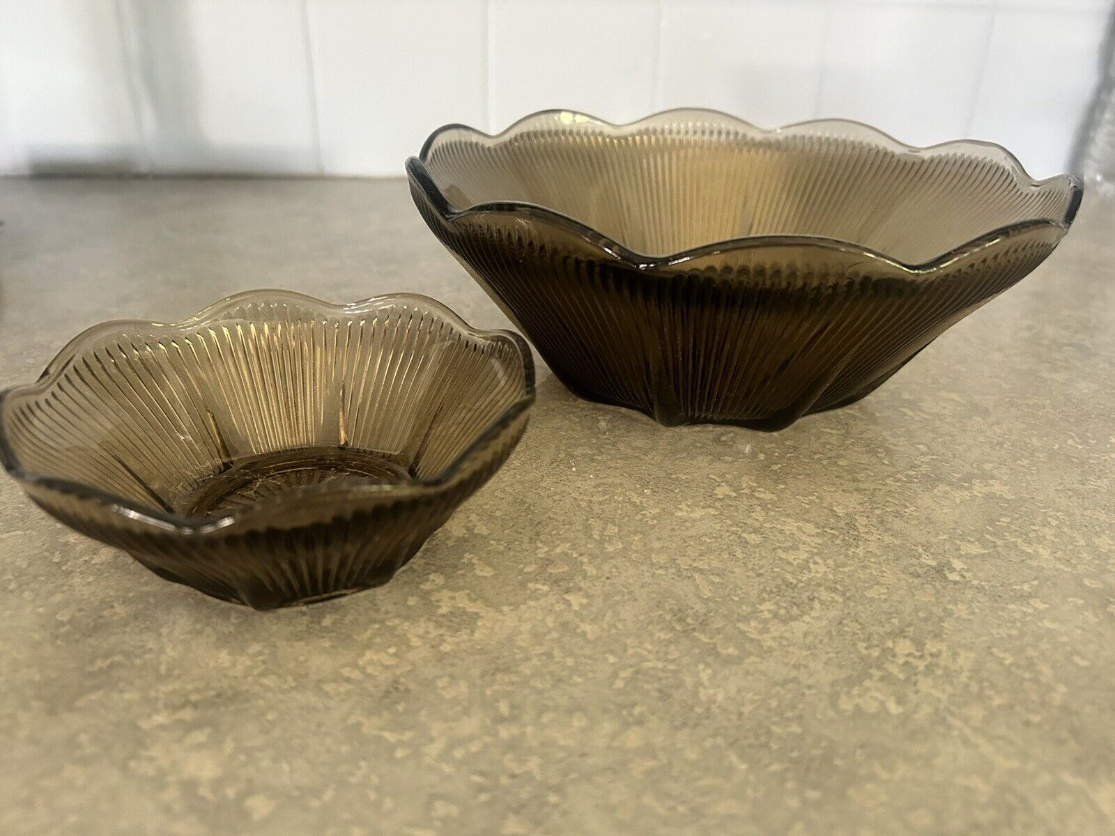 MCM 1960s-70s Scalloped Matching Glass Chip & Dip Set