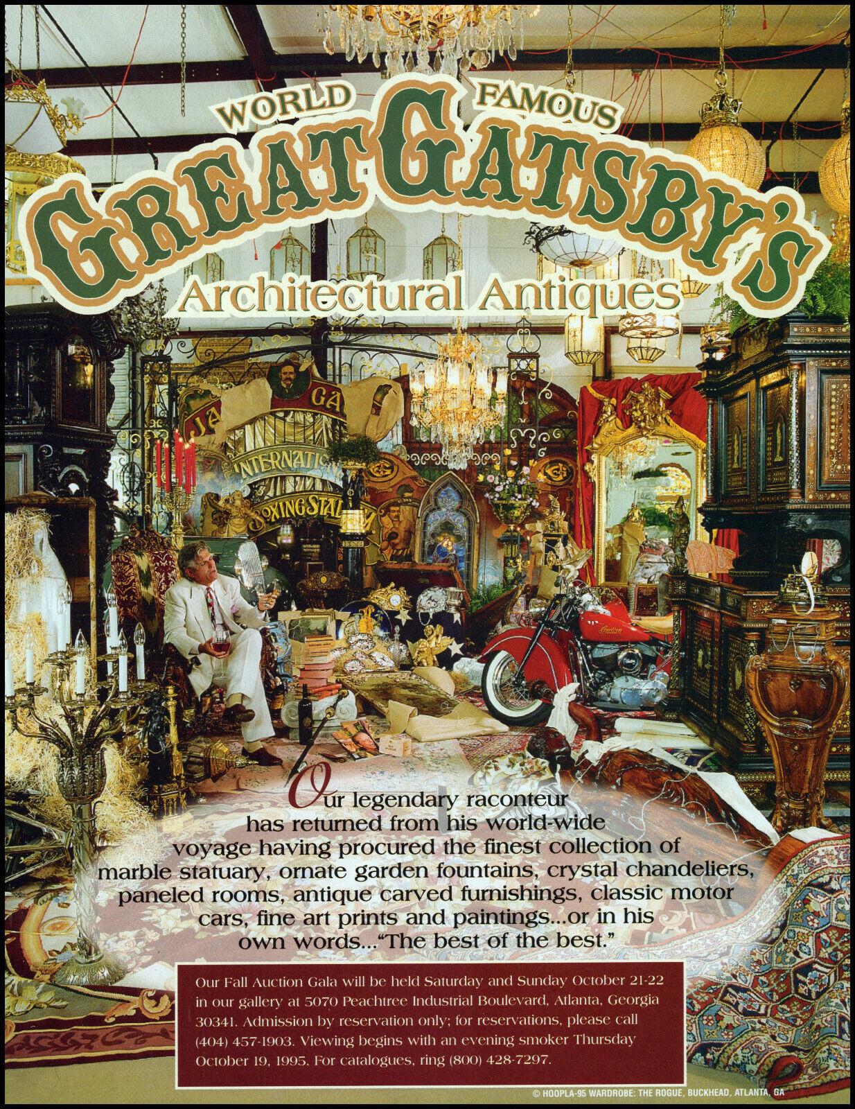 1995 Great Gatsby\'s Architectural Antiques Atlanta Ga retro photo print ad S30