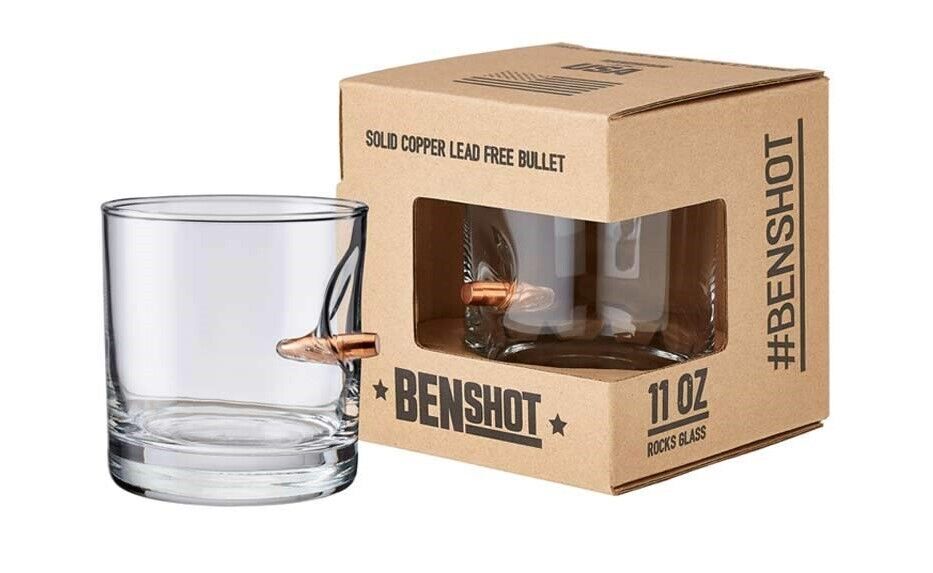 Original BenShot Rocks Bulletproof Glass w/ Real Bullet Groomsmen Military Gift