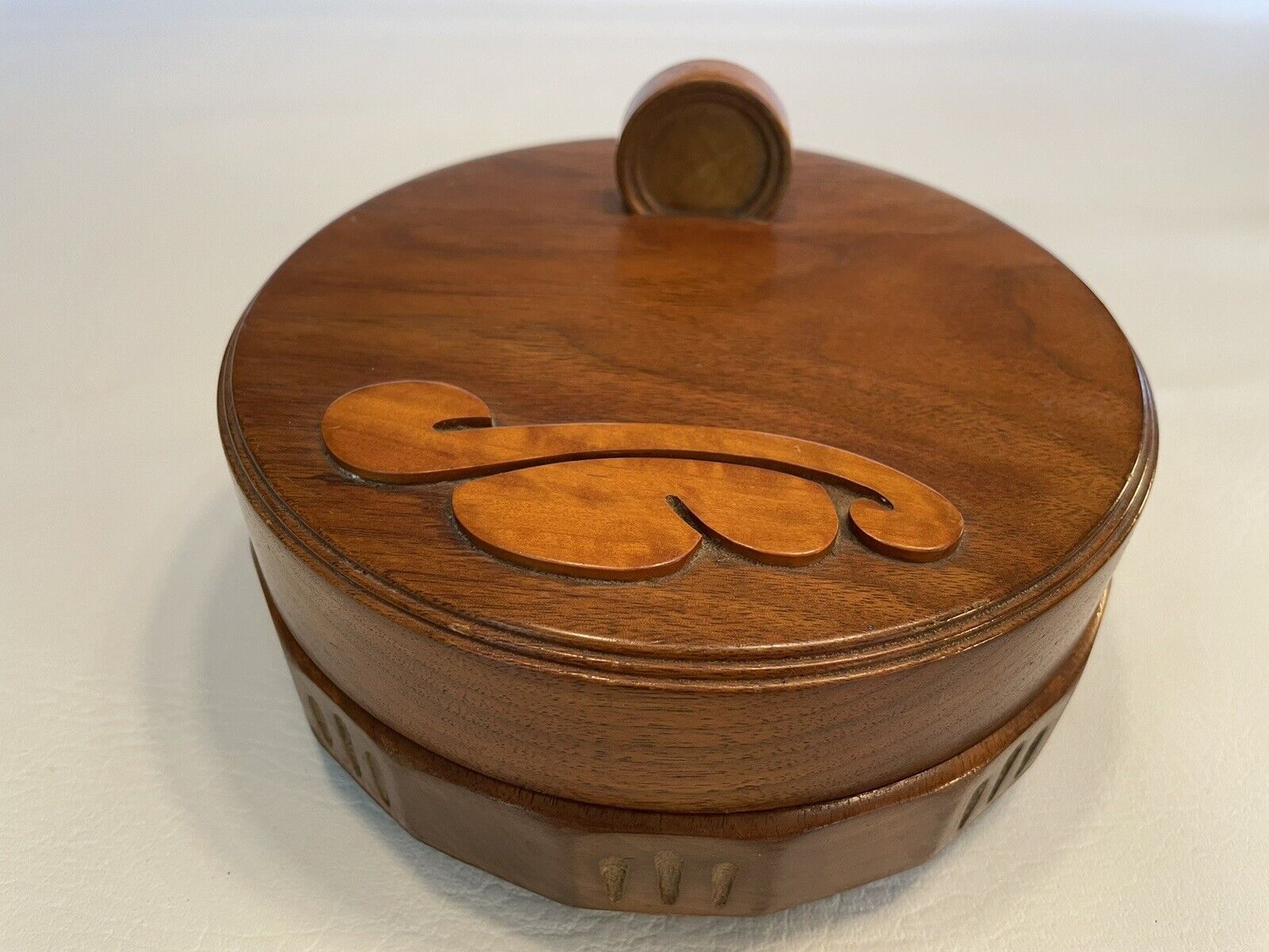 MCM Vintage Wooden Relish, Appetizers, Veggies w/ Lid & Dip Well- Small