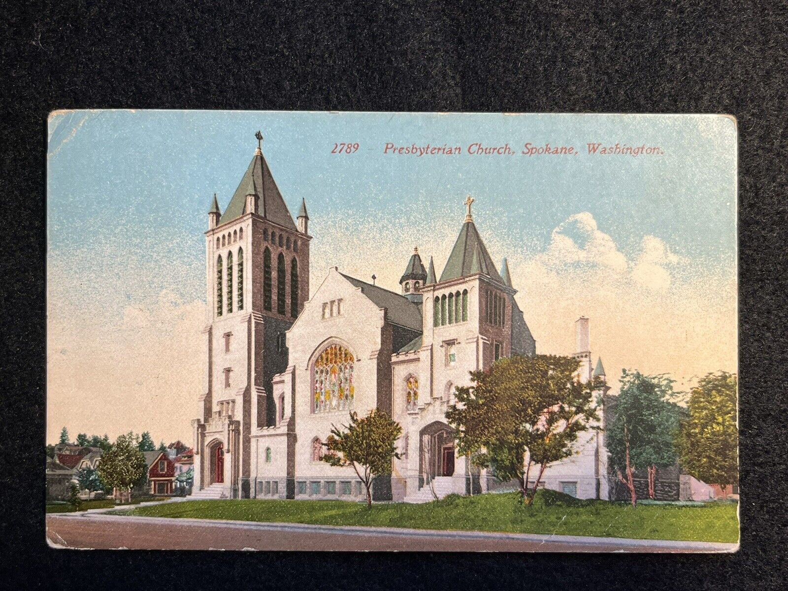 1912 SPOKANE WASHINGTON PRESBYTERIAN CHURCH POSTCARD DETROIT to MORRICE MICHIGAN