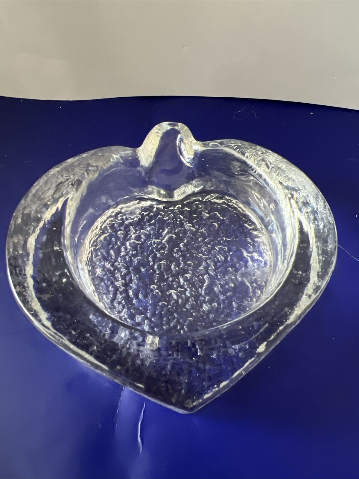VTG 70’s Scandinavian Ice Glass Heart (Apple) Ashtray (Trinket) Vide Poche Bowl