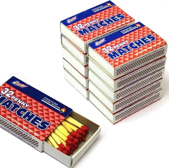 Quality Home 32 Wooden Matches 10 Box (320 matches total)