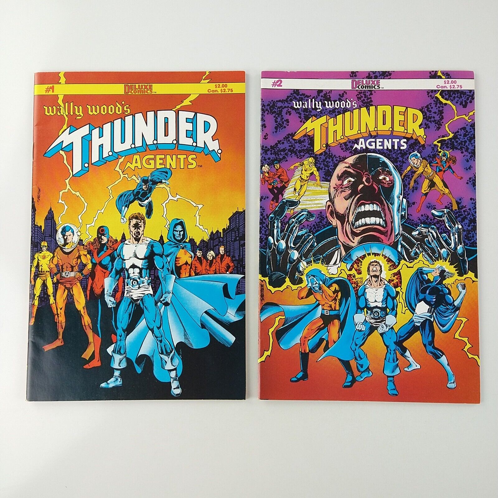 Wally Wood\'s Thunder Agents #1 #2 Lot VF+ (1984 Deluxe Comics)