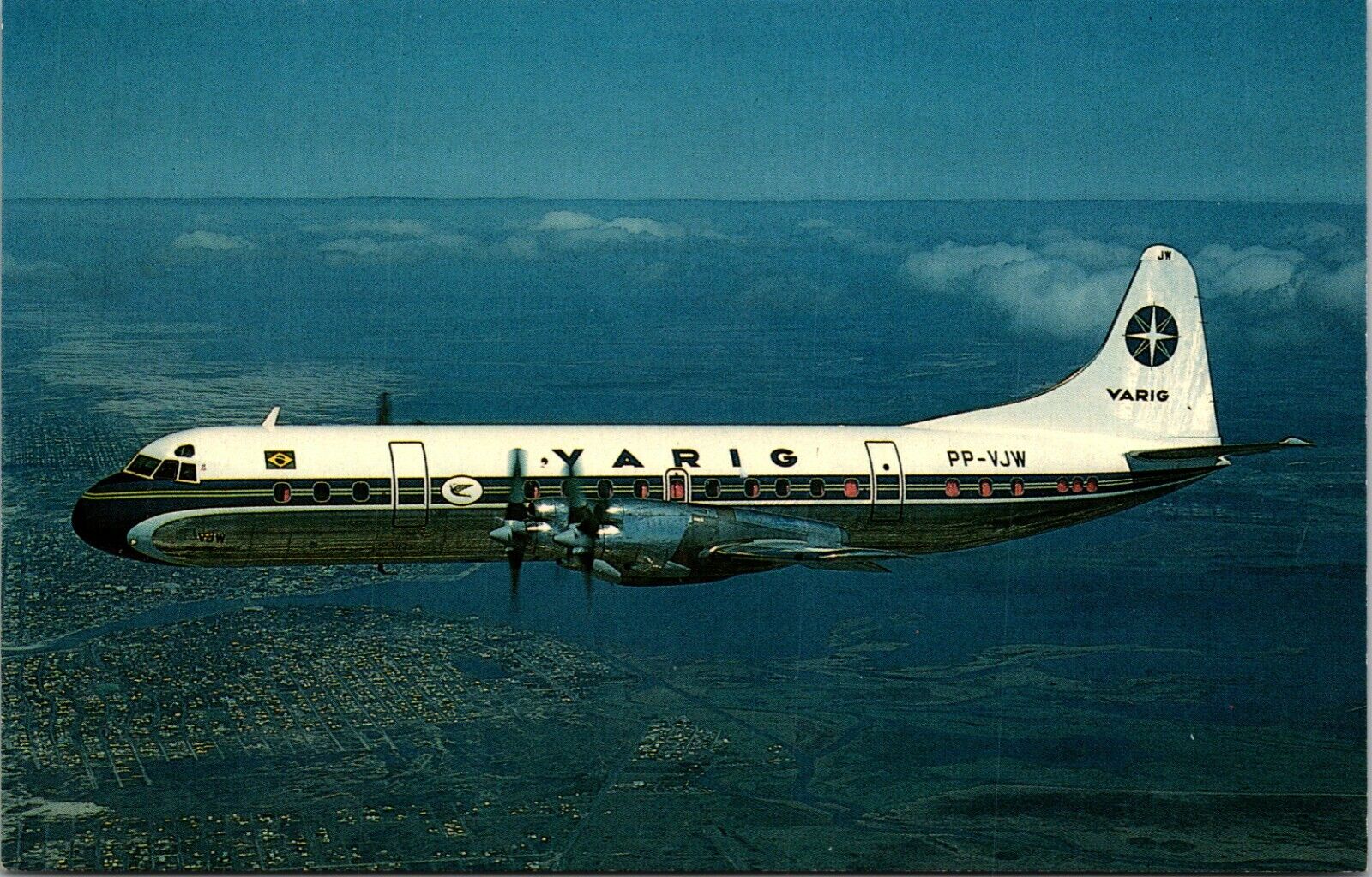 VARIG Lockheed L-188A Electra PP-VJW MSN 1124 Airplane Postcard