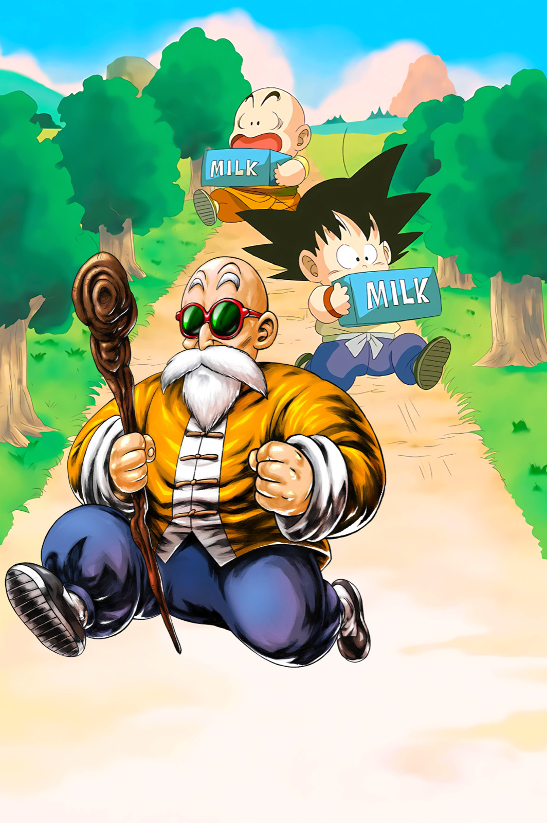 Dragon Ball Poster Mater Roshi Goku delivering Milk 12in x18in 
