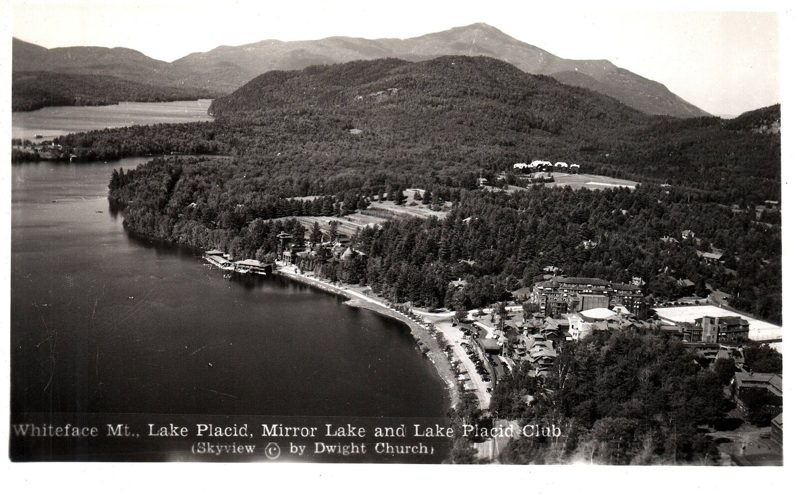 VINTAGE POSTCARD WHITEFACE MOUNT LAKE PLACID MIRROR LAKE REAL PHOTO c. 1940s