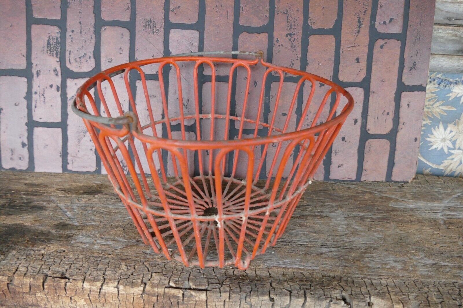 antique coated red wire clam oyster basket