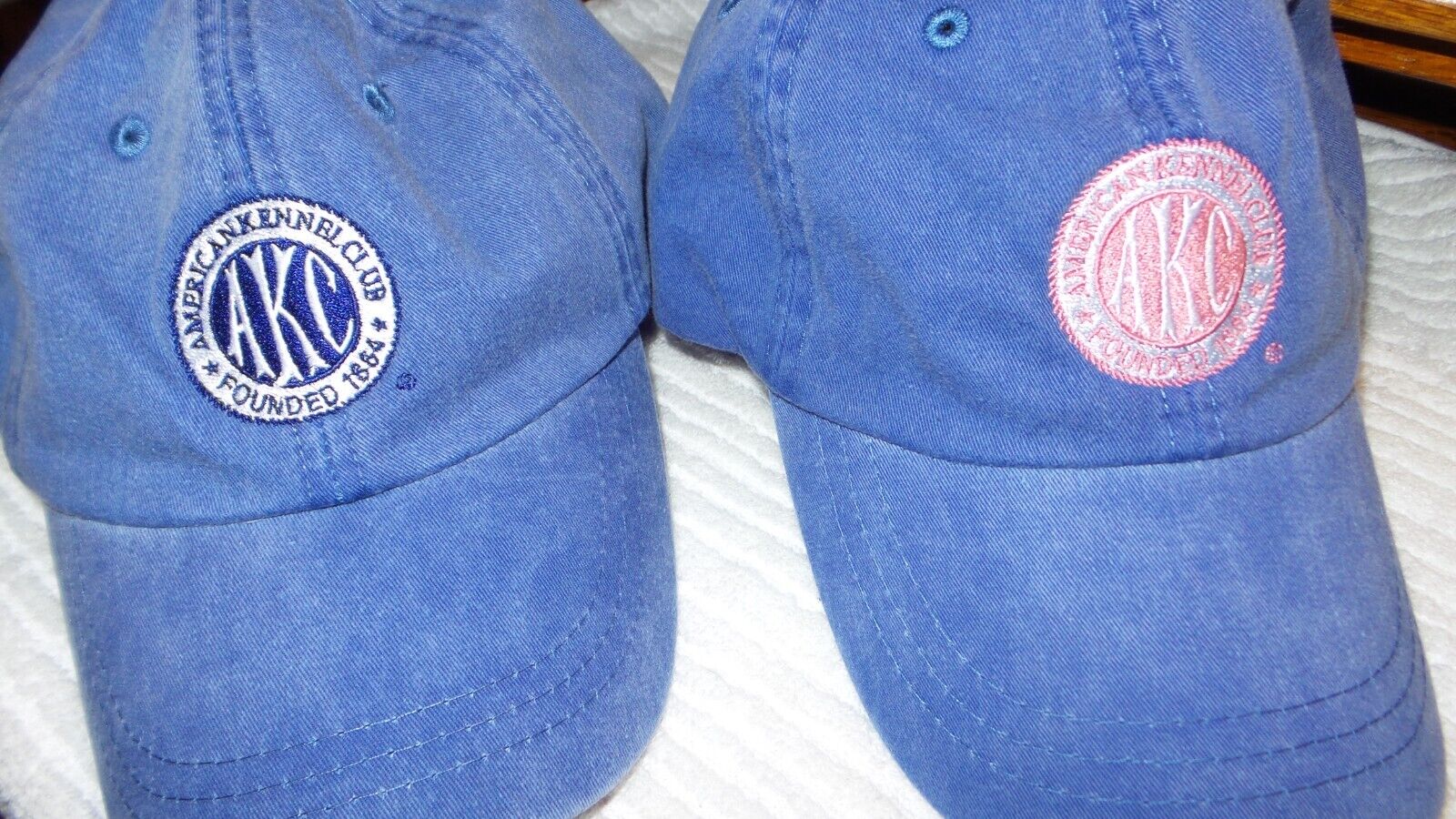 2 AKC AMERICAN KENNEL CLUB HATS BOTH BLUE W/ DIFFERENT COLOR LOGOS 51