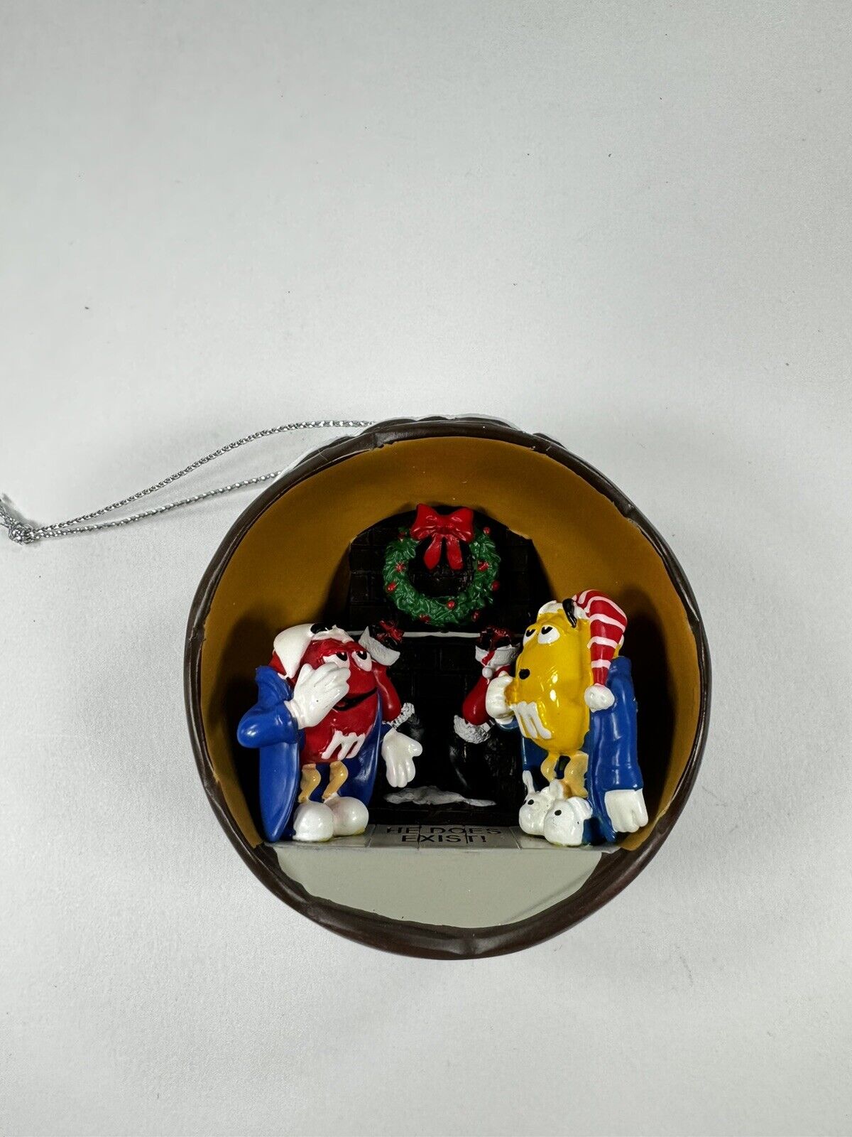 M&Ms World Christmas Tree Ornament He Does Exist Diorama Fireplace
