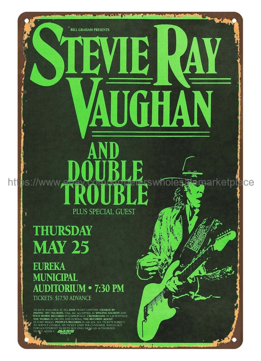 man cave wall art living room 1989 Stevie Ray Vaughan Concert metal tin sign