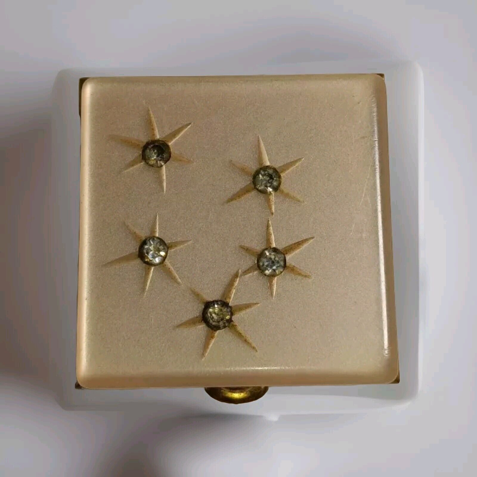 Vintage Royal Mother Off Pearl Star Rhinestone Jewelry Mini Trinket Pill Box