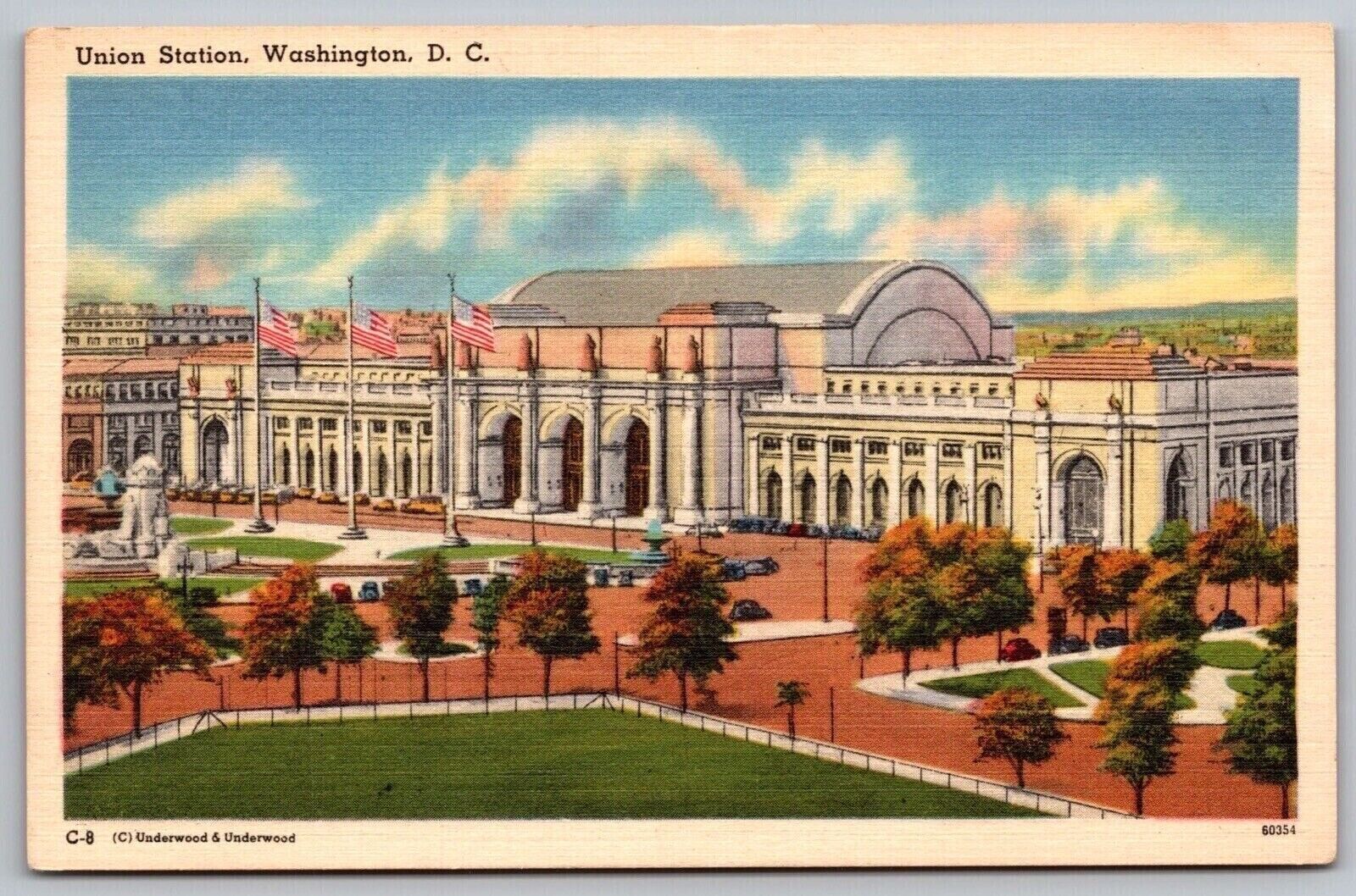 Union Station Washington DC Birds Eye View Government Building Flag VNG Postcard