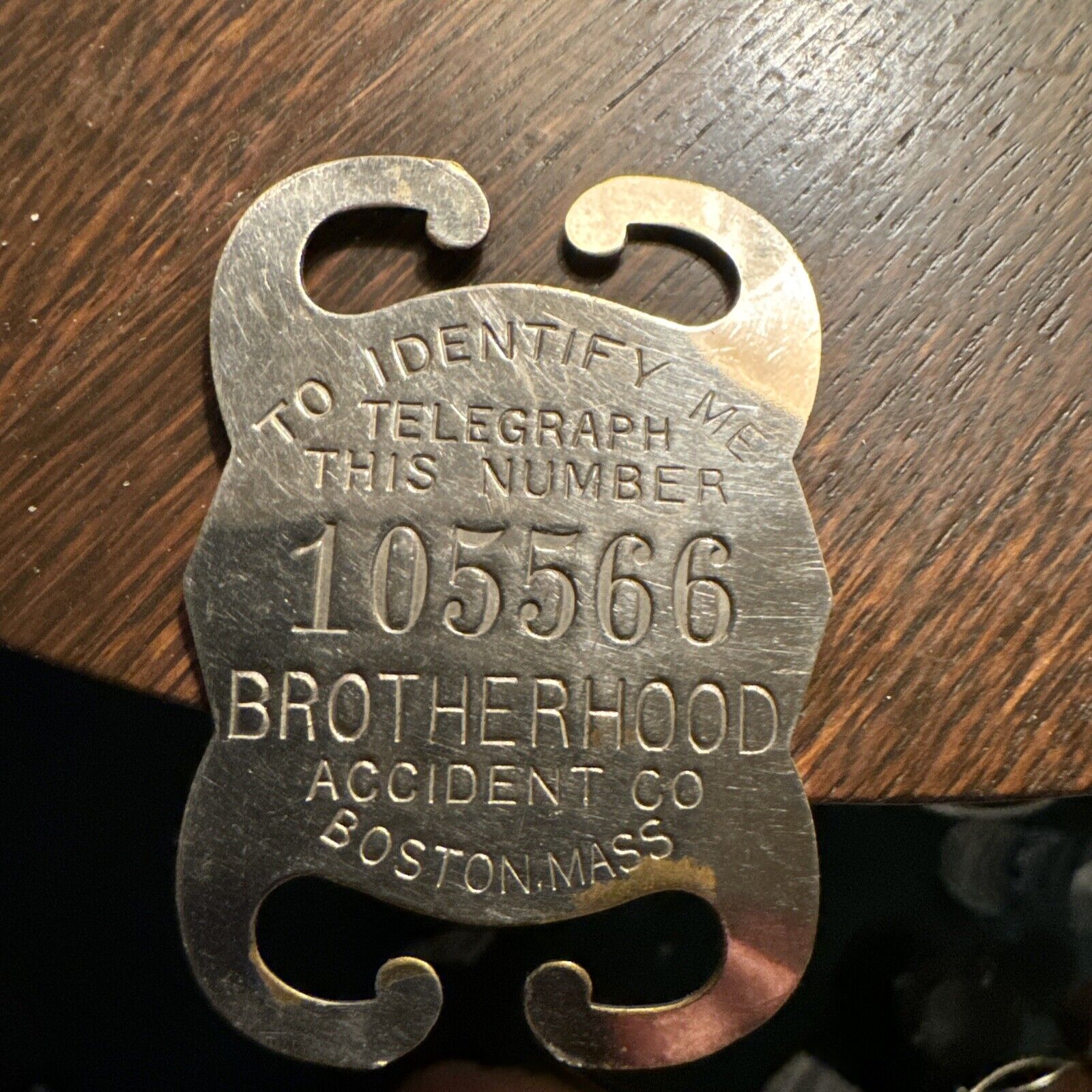 vintage Identity telegraph this number brotherhood accident Co. Boston Mass.