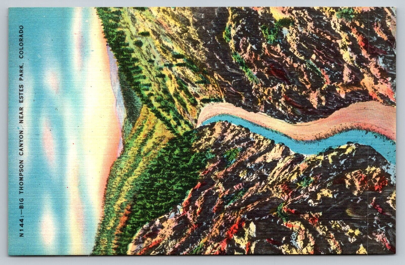 Postcard CO Big Thompson Canyon Near Estes Park Aerial Landscape