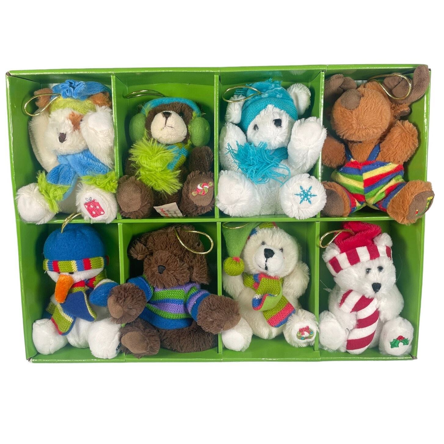Hug Fun Plush Bears Christmas Winter set of 8 NEW with box 5.5\