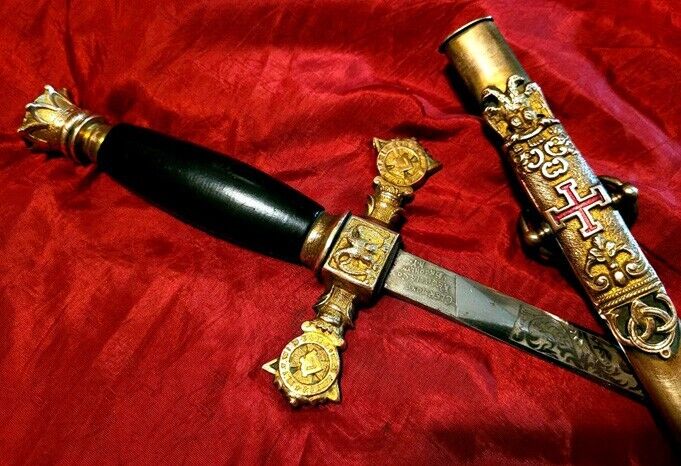 Rare SCOTTISH RITE Antique ROYAL CROWNED 32nd Deg GOLD SWORD Deity MASONIC PRIZE
