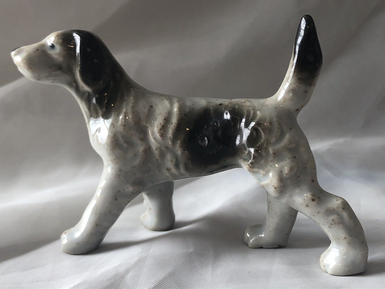 Black And White Cocker Spaniel Dog Figurine 