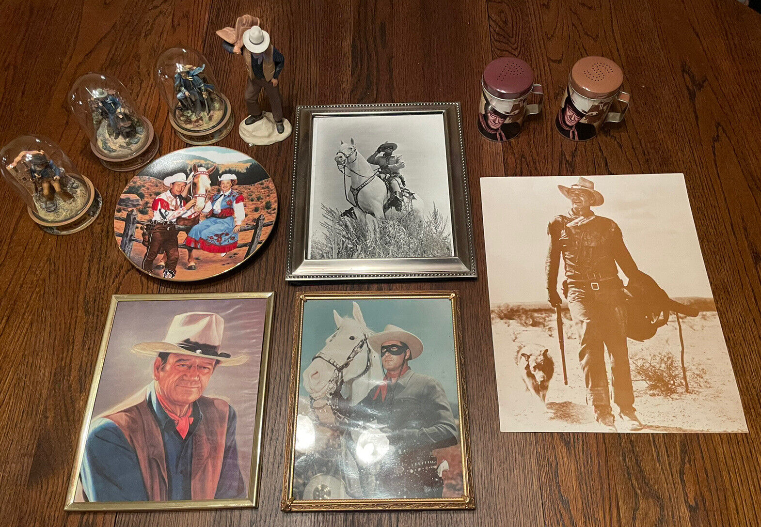 3 John Wayne Franklin Mint Figures / Cowboy Lot / Plate / Lone Ranger Pictures