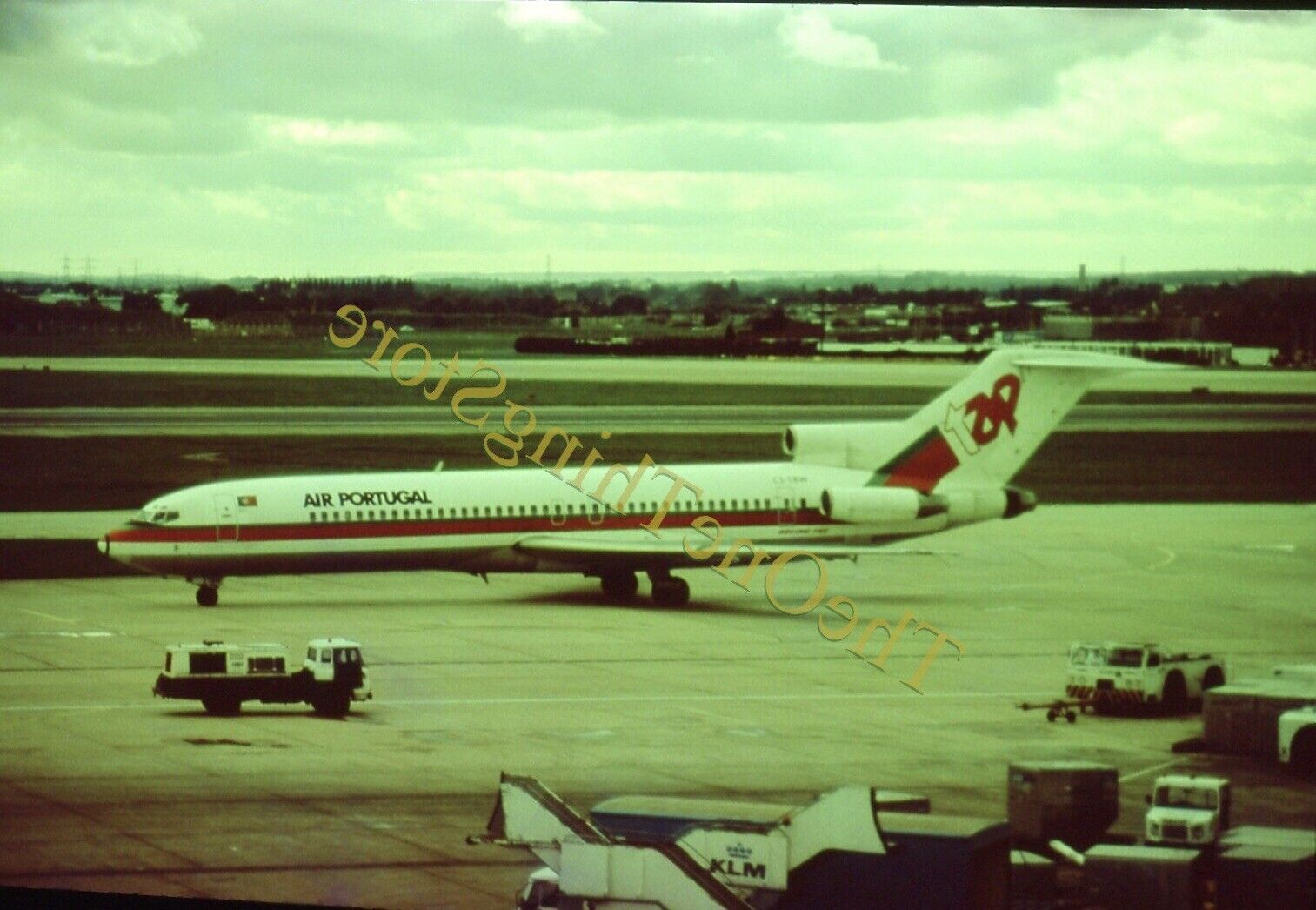 Air Portugal Chateauroux Airport 1980s 35mm Slide Vtg France Runway