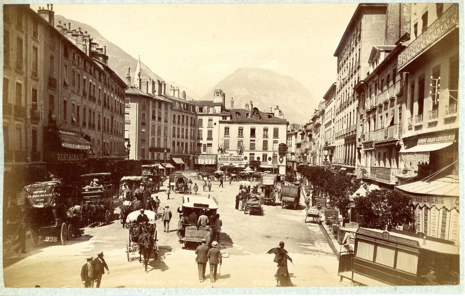 N.D., France, Grenoble, Place Grenette Vintage Albumen Print, Albumin Print 