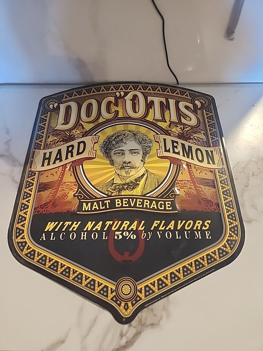 Doc Otis\' Hard Lemon Malt Beverage Embossed Metal Tin Tacker Beer Bar Sign 2000