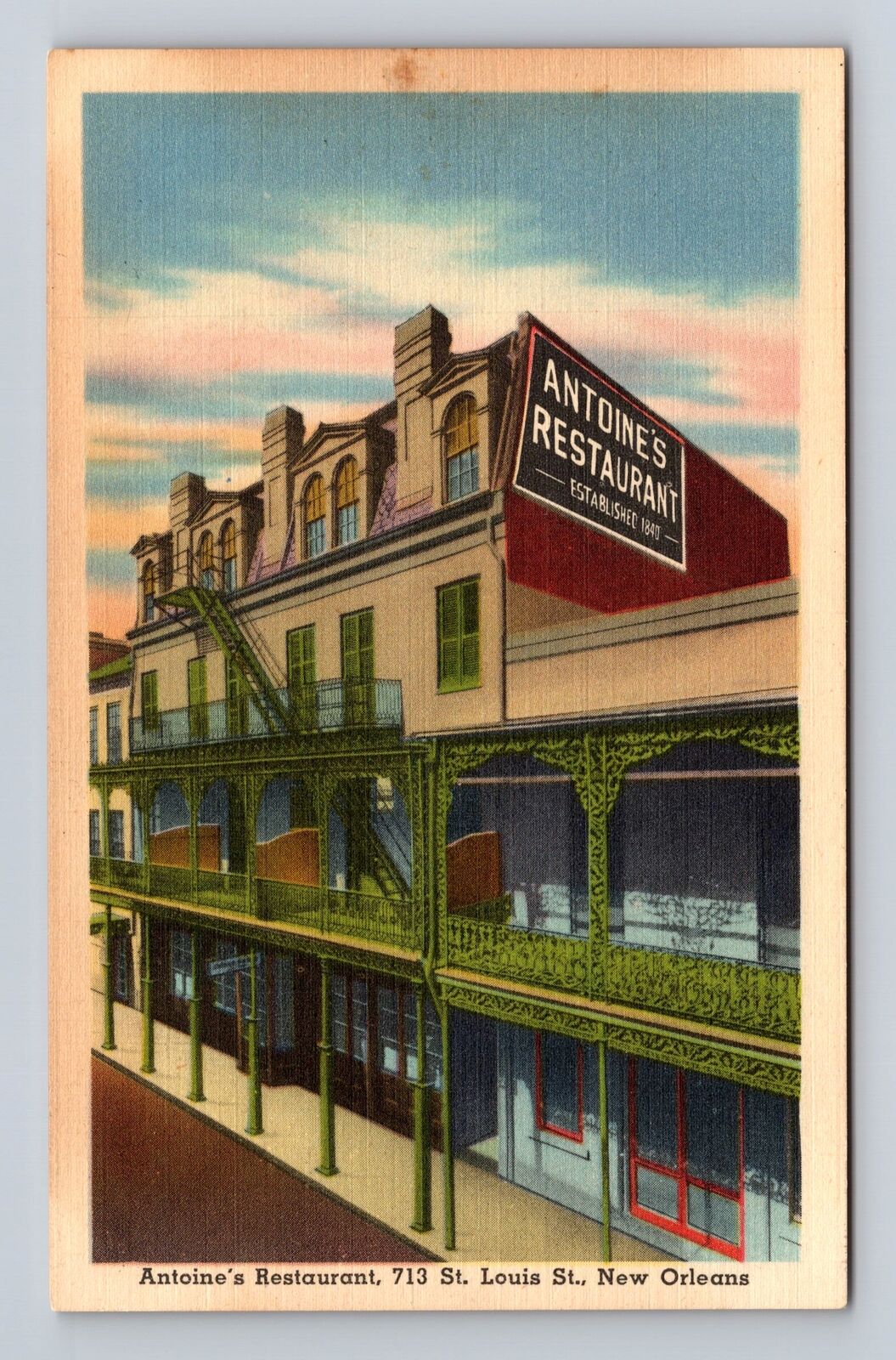 New Orleans LA-Louisiana, Antoine's Restaurant, Advertisement, Vintage Postcard