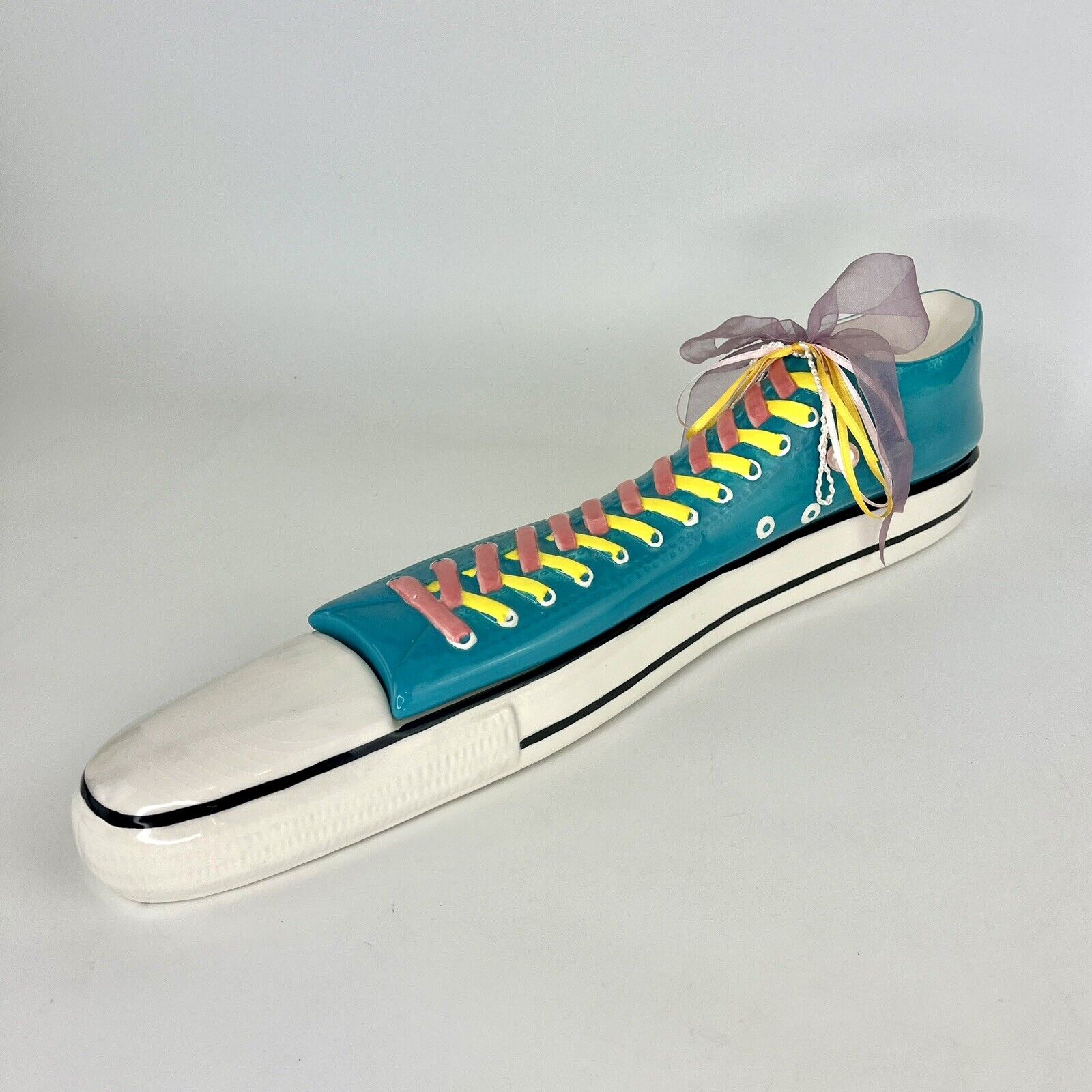 Vtg Ceramic Sneaker Converse Trinket Box Chuck Taylor Shoe Collector Pop Art