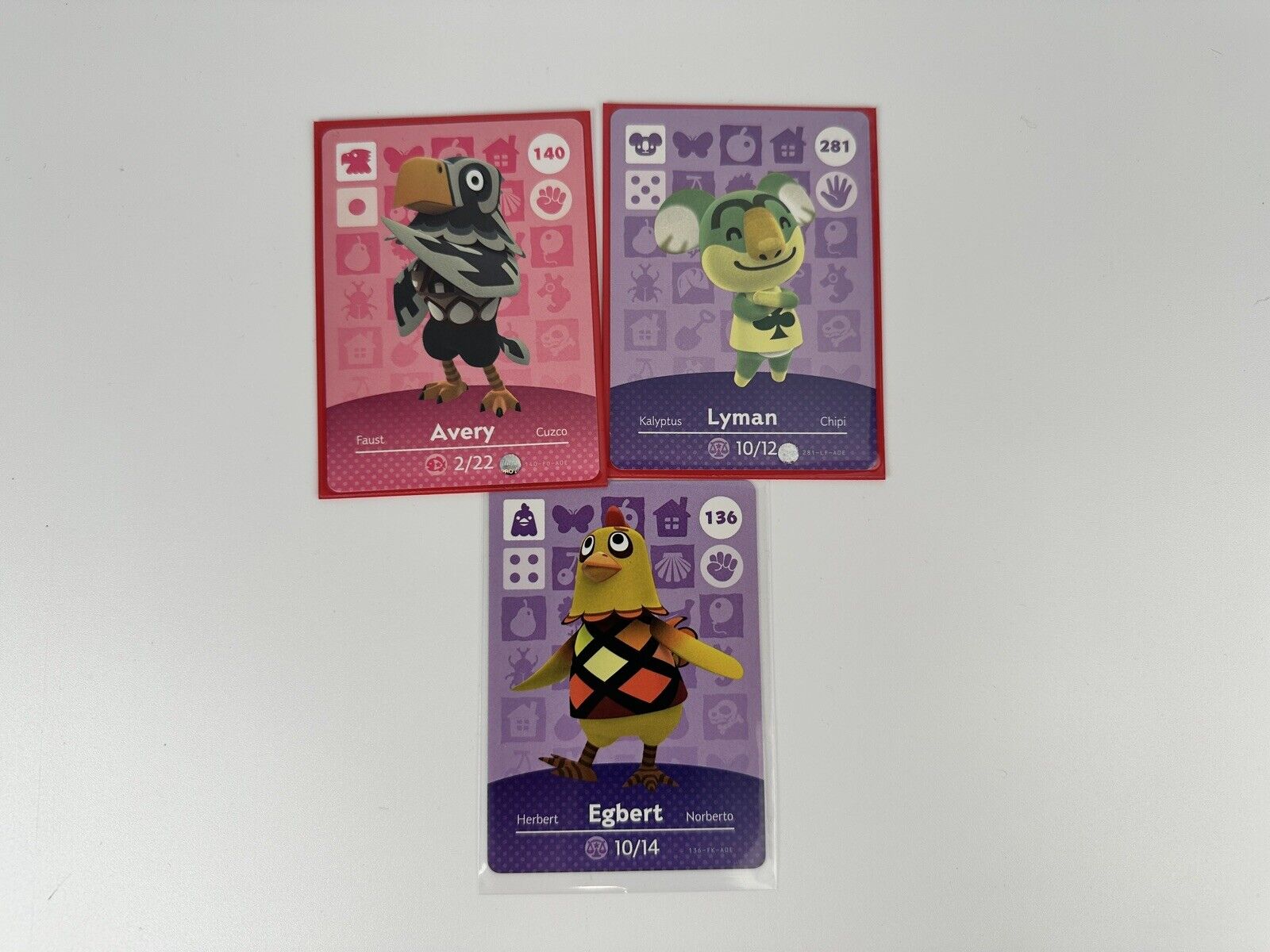 Animal Crossing Amiibo Cards Avery 140 Lyman 281 Egbert 136 Lot Of 3