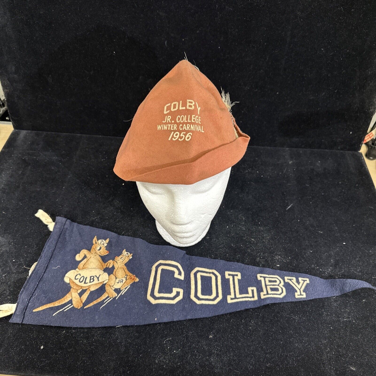Colby Junior College New London, NH 1956 Felt Pennant & Hat Womens College DGW