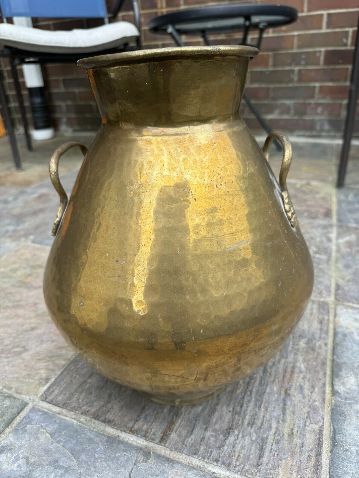 Beautiful SOLID BRASS Pot Ornate Hand Crafted With Handles 13” Made In India