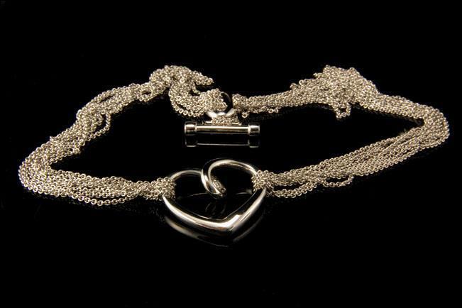 VINTAGE HEART STERLING 925 MULTISTRAND CHAIN CHOKER NECKLACE D99-07