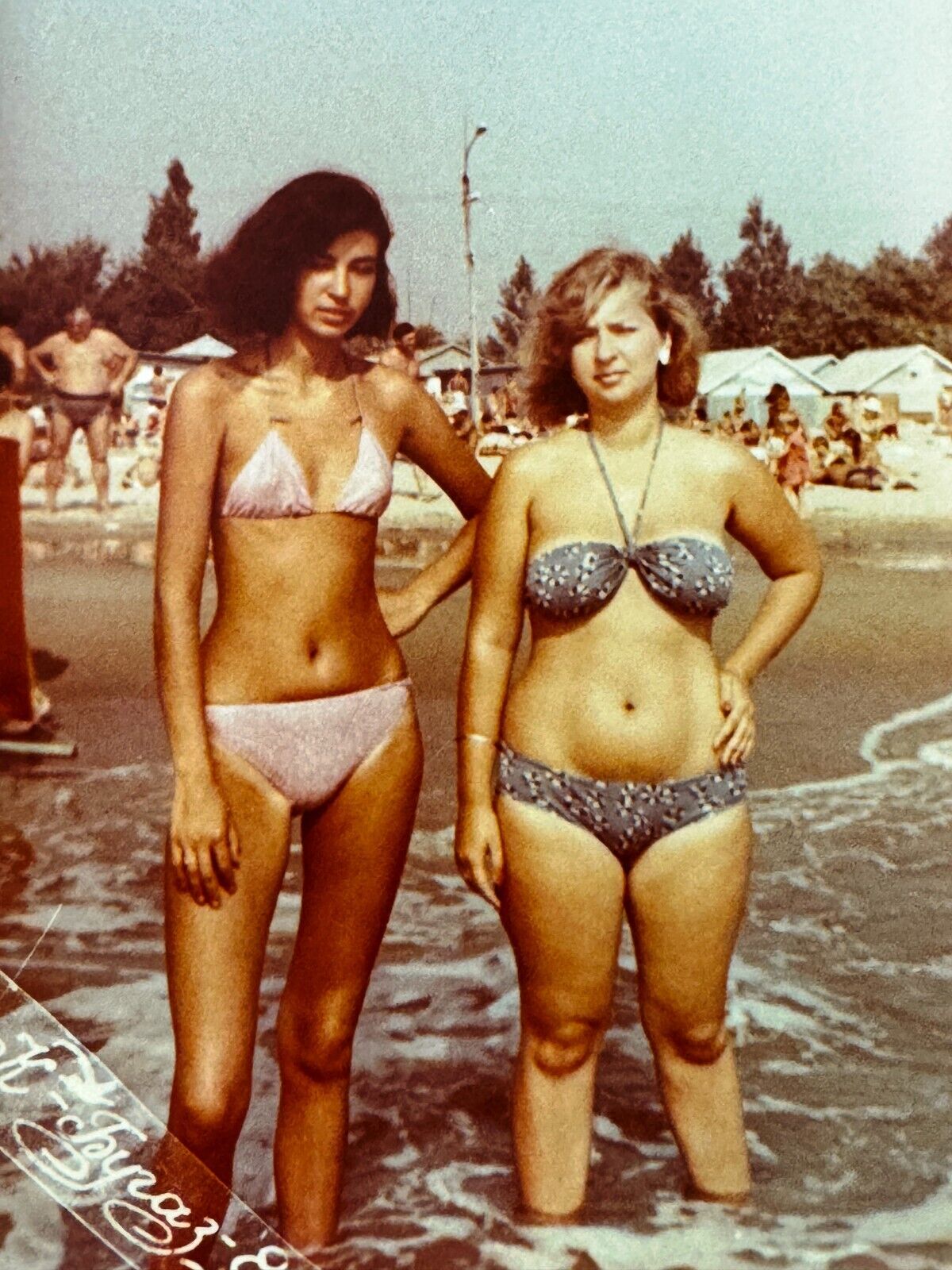 1985 Young Slender and Curvy Pretty Women Bikini Beach Vintage Photo Snapshot