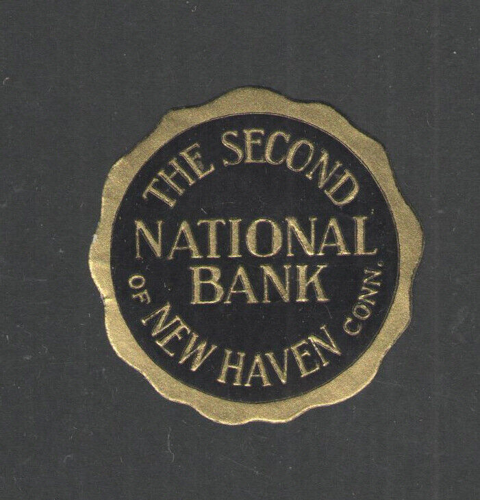 1930\'s THE SECOND NATIONAL BANK of NEW HAVEN CONN UNUSED PAPER FOIL SEAL