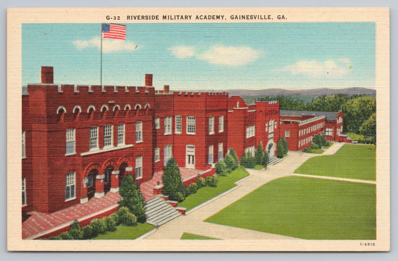 Riverside Military Academy Gainsville GA Vintage Linen Postcard