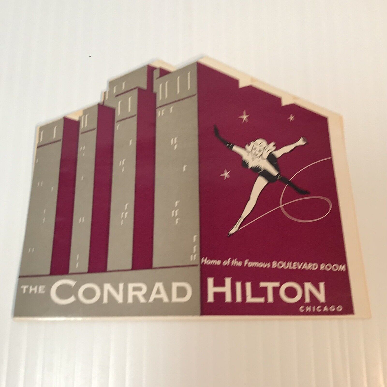 Vintage 1957 Conrad Hilton Luggage Label Sticker Used