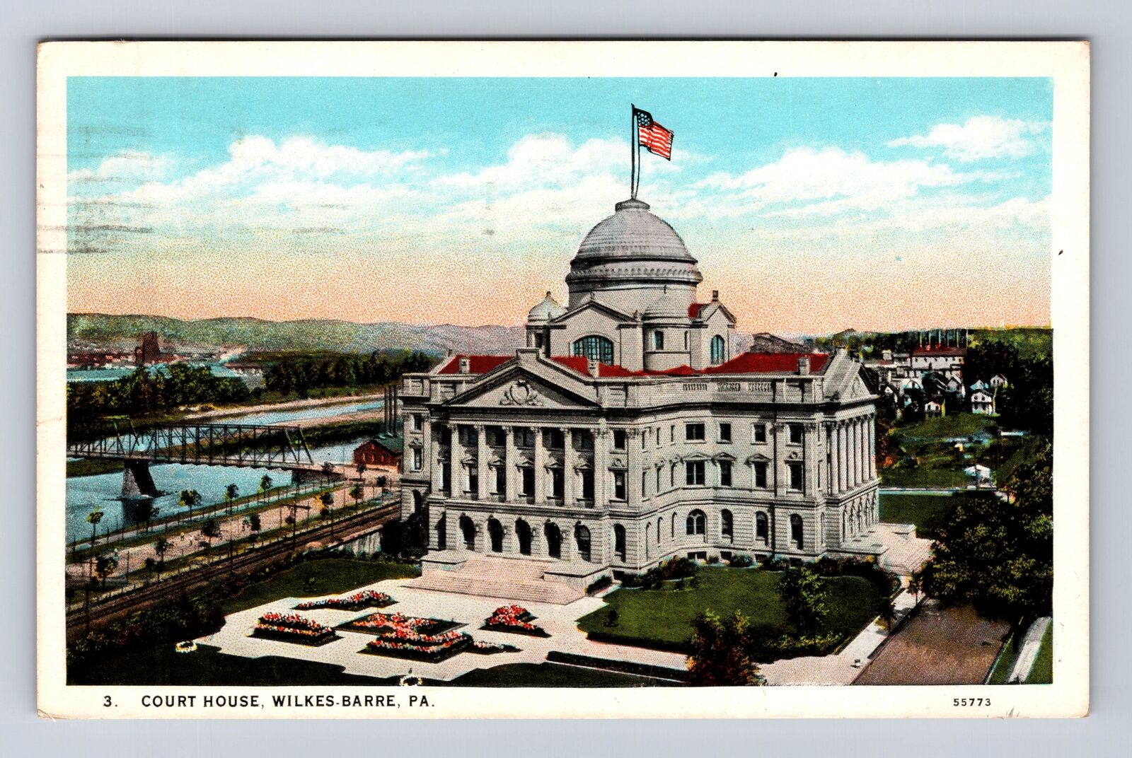 Wilkes-Barre PA-Pennsylvania, Court House, Antique Vintage c1929 Postcard