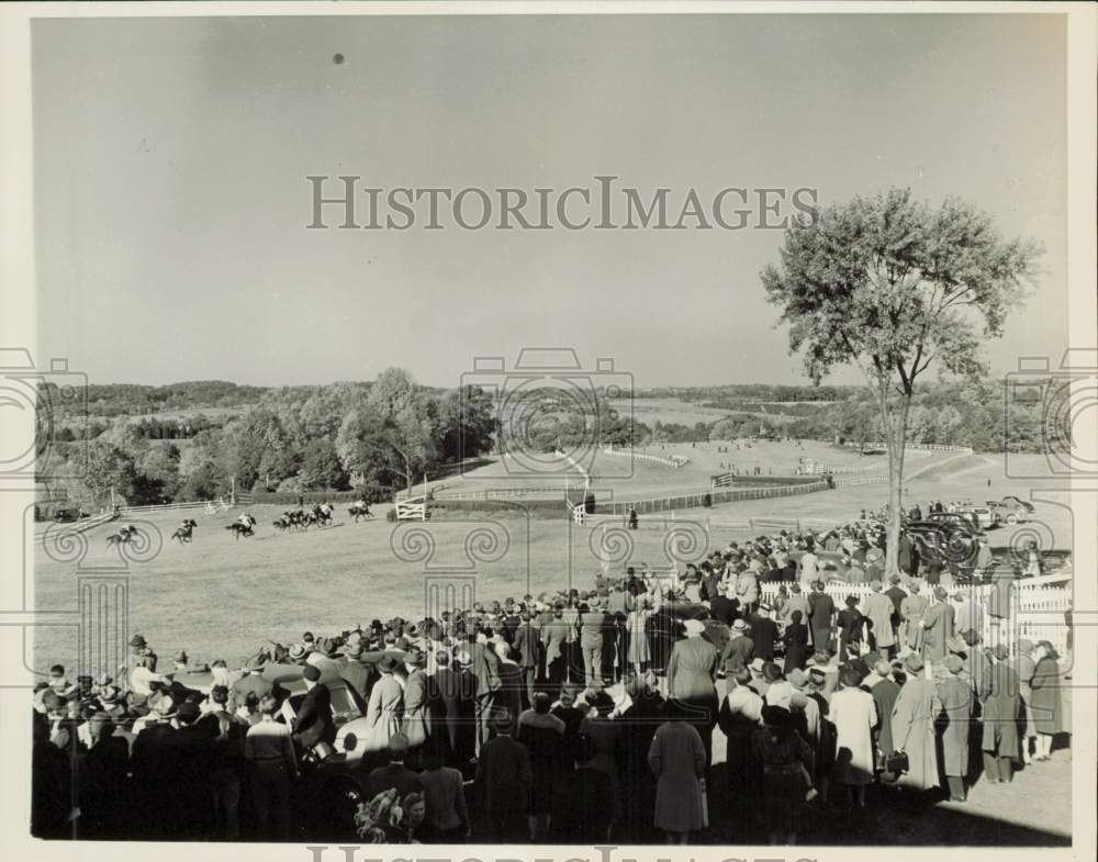 1939 Press Photo Spectators watch Steeplechase Race at Rose Tree in Philadelphia