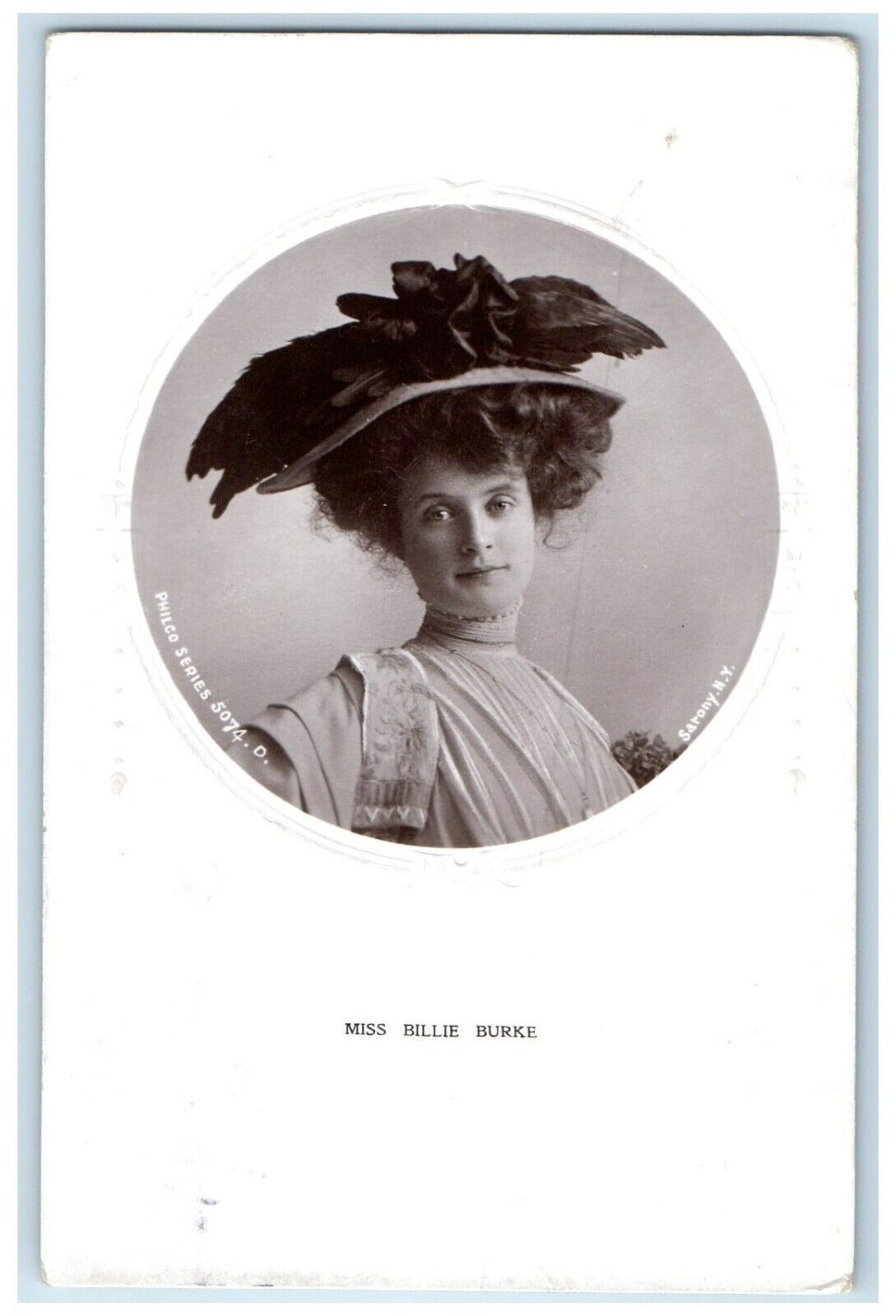 1908 Pretty Woman Miss Billie Burke Actress RPPC Photo Embossed Antique Postcard